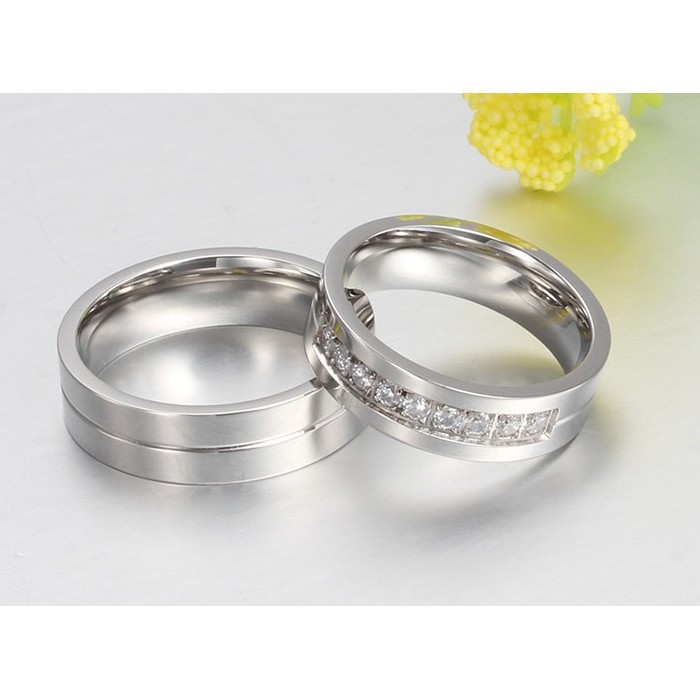 [BEST SELLER] Cincin Couple / Tunangan / Nikah / Pasangan / Titanium Cocok C023 warna perak silver