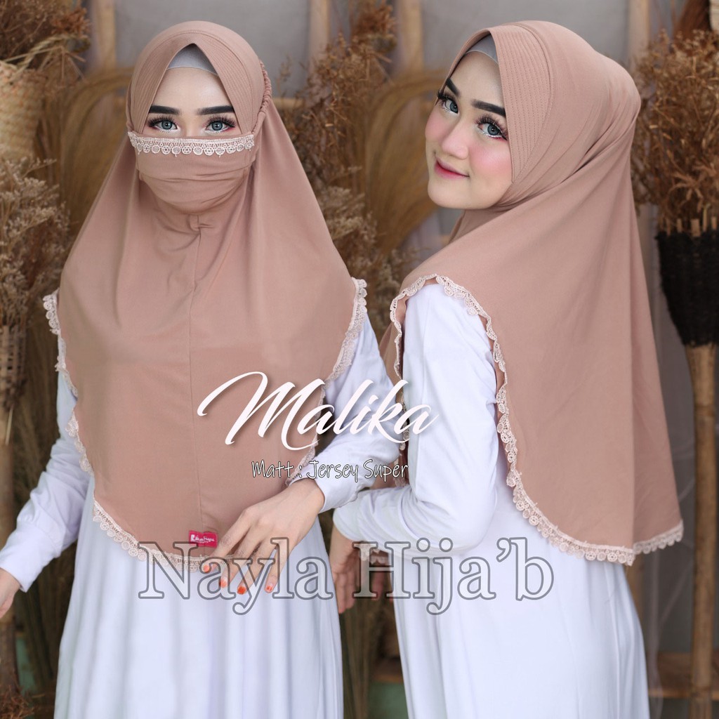 Jilbab Instan Terbaru Hijab Masker Jersey Premium  Kerudung Masker Renda Malika Termurah Nayla Hijab