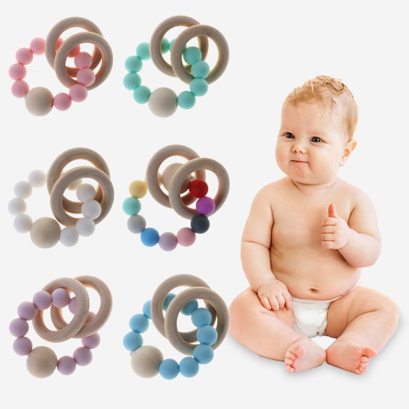 Mary Mainan Teether Bayi Newborn Bahan Silikon + Kayu