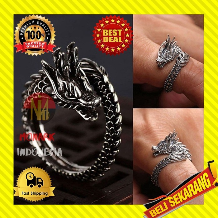 CINCIN ADJUSTABLE TITANIUM NAGA MELINGKAR PRIA PERAK PREMIUM ORI C92