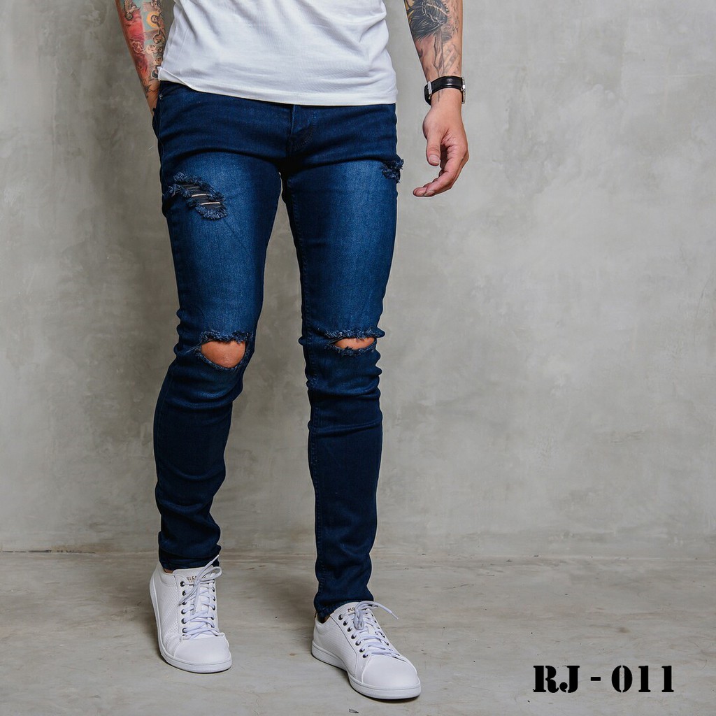 L Awears RJ 011 Jeans  Pria  Navy Rips Black 29 34 Celana  