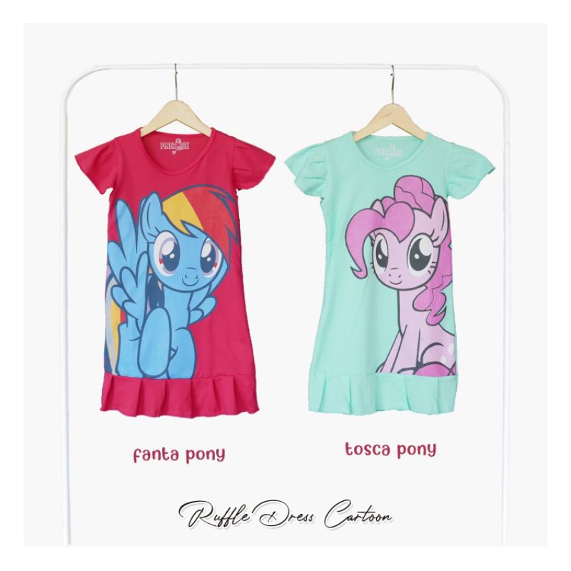 Cartoon Dress Ruffle Disney Little Pony Daster Anak