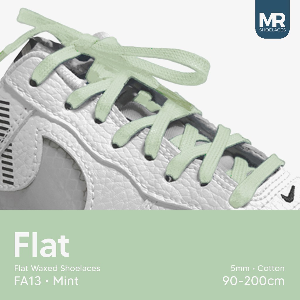 MR Shoelaces FA13 Mint - Tali Sepatu Lilin 5mm Gepeng Flat Pipih (Waxed Laces) 90cm 100cm 120cm 150cm 200cm - Premium Shoelace