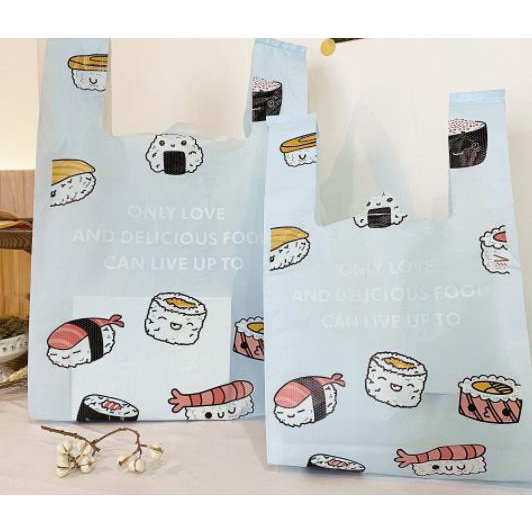 

Kantong Plastik Jinjing Motif SUSHI Bingkisan Packaging Dus Hadiah