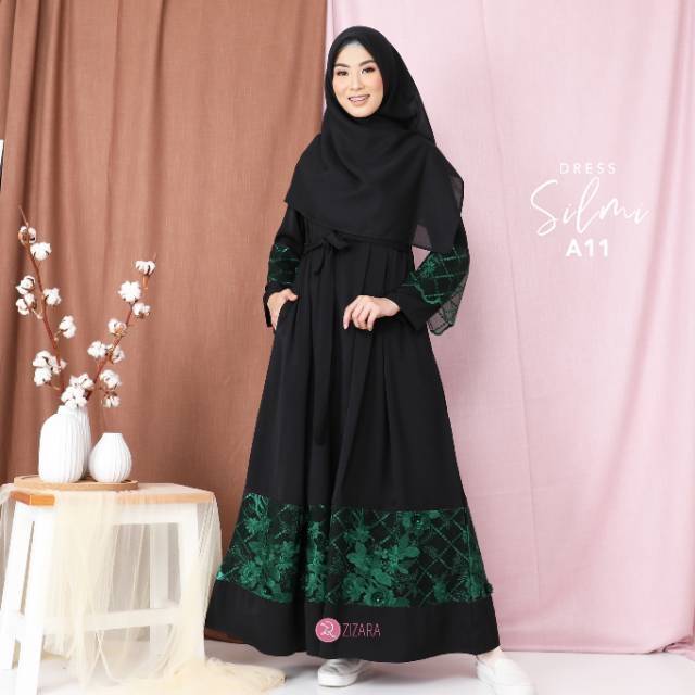 GAMIS PESTA SILMI DRESS BY ZIZARA / gamis hitam ORI ZIZARA Bestseller PREMIUM