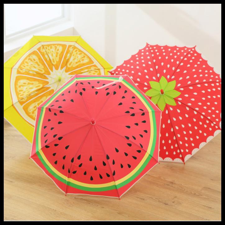 Ready Stock Payung Tongkat Panjang Motif Buah