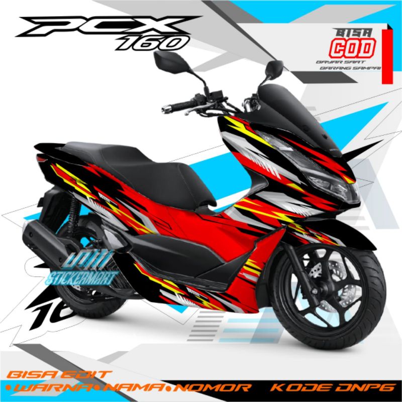 sticker decal pcx 160 merah grafis variasi