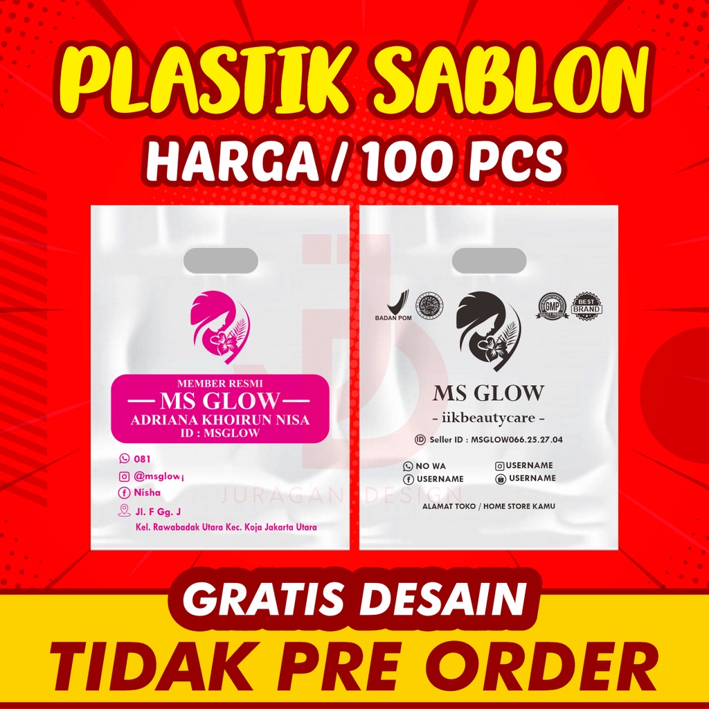 Jual Plastik Sablon Plastik Ms Glow Olshop Online Shop Custom Plong