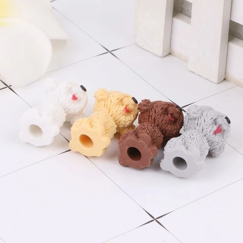 1 / 2 Pcs Penghapus Pensil Bentuk Kartun Anjing Ukuran 3.5x2.5cm Untuk Alat Tulis Anak