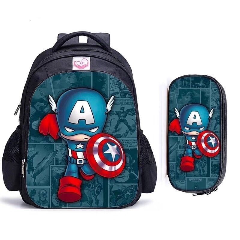 New Tas Ransel Sekolah Anak paud / tas backpack anak laki laki tk / tas anak animasi 3D Marvel karakter / tas gandong free pouch