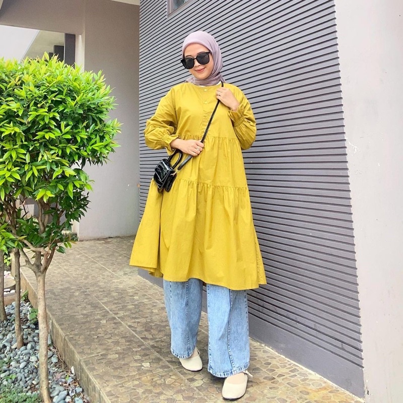 SABILA LONG TUNIK SUSUN//TUNIK SUSUN KATUN POPLIN