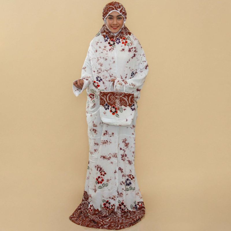Mukenah Lajur Cap Putih warna