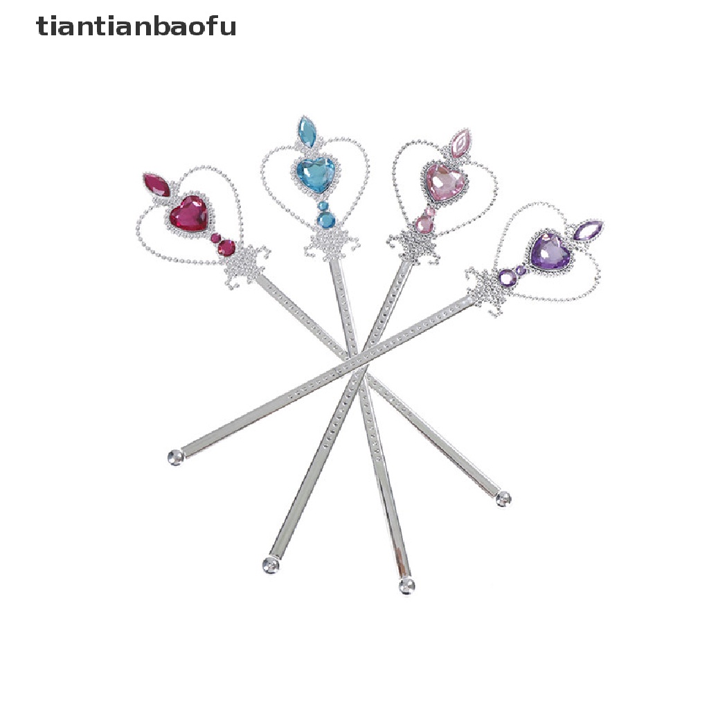 [tiantianbaofu] 1 set Crystal Girls Tiara Crown Princess Crown + Magic Wand Girls Hair Accessories Boutique