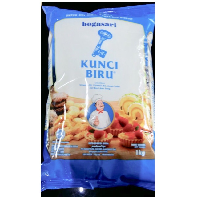 Tepung Terigu Kunci Biru Premium Bogasari Protein Rendah 1 kg