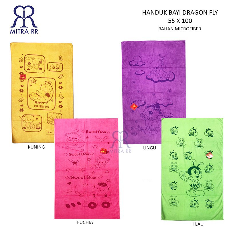 Handuk Bayi Anak 100 x 55 cm Handuk Mandi Pilih Warna Microfiber Jepang