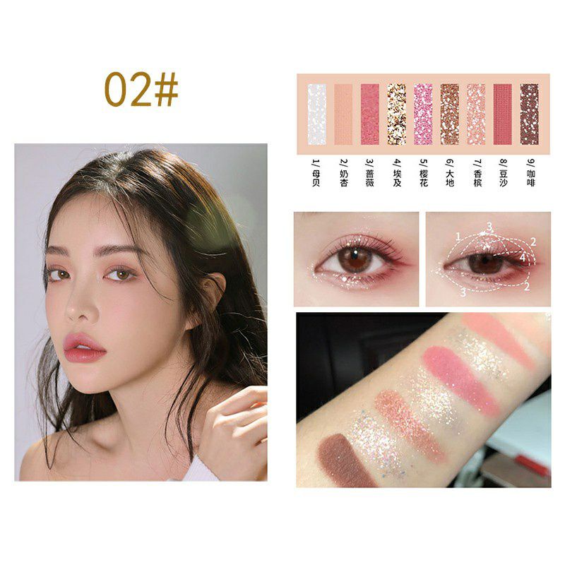 Eyeshadow matte,eyeshadow shimmer gliter,eyeshadow waterproof,tahan lama,Eyeshadow 9 warna,Eyeshadow korean look