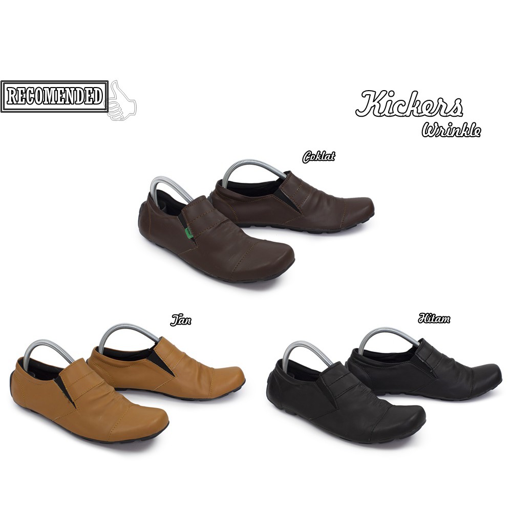 MS SHOP - BAYAR DI TEMPAT - Sepatu Slop Pria Kickers Wrinkle Slipon Kasual Formal Kerja Santai Murah