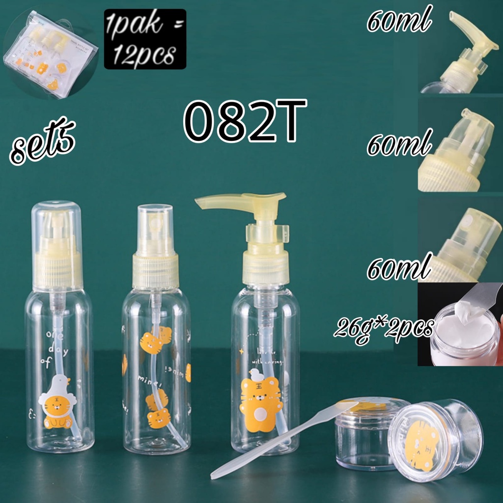 botol travel botol plastik botol refill 60ml set 5pc 082