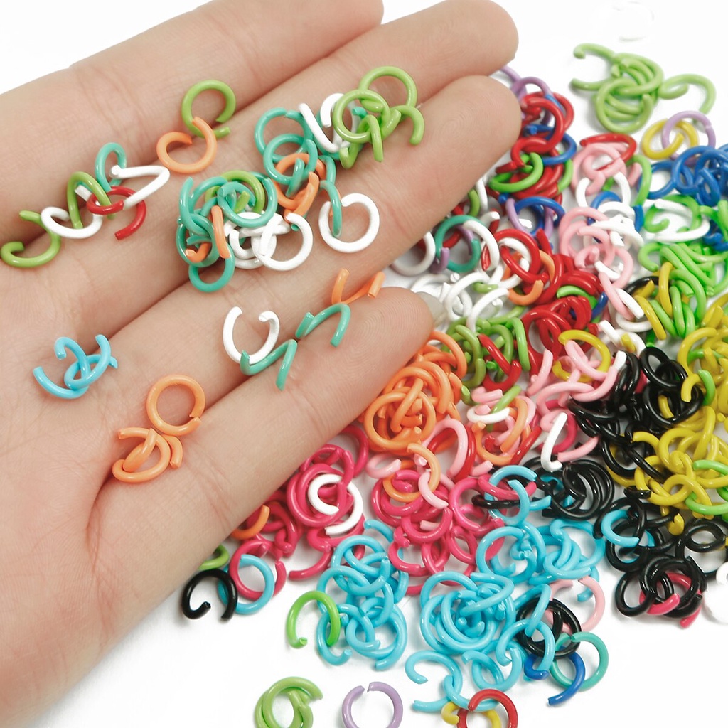 50 Pcs Cincin Klip Manik-Manik Rambut Bahan Besi Ukuran 8mm Warna Permen