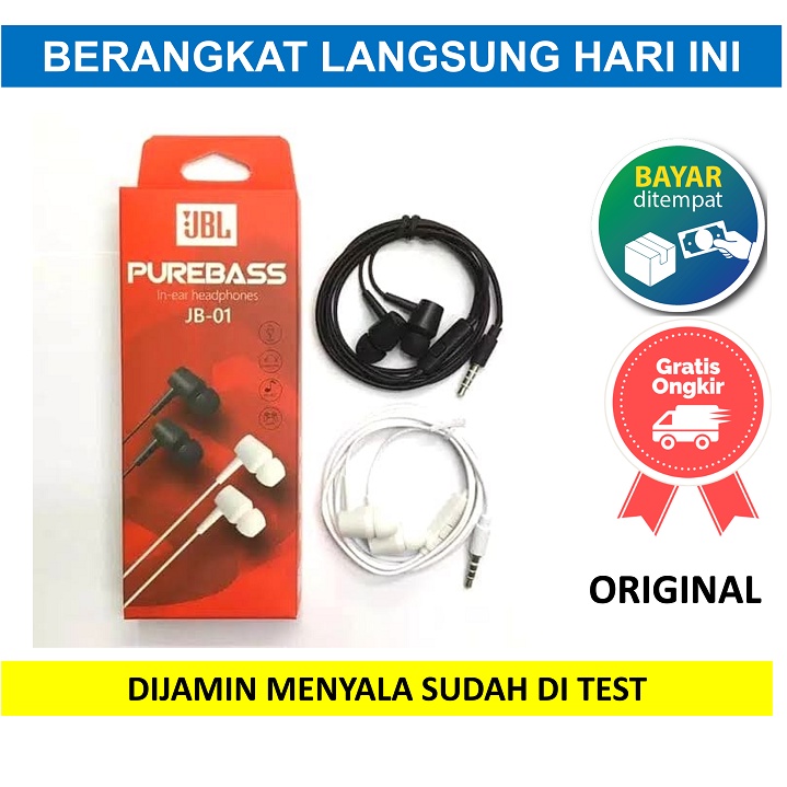 Handsfree Headset JBL PureBass Headset earphone JBL JBL JB-01 Pure Bass Super Mega Extra