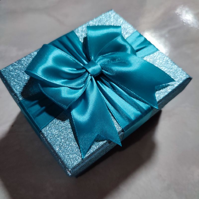 BOX KADO GLITTER BLUE PITA BIRU TOSCA KOTAK HADIAH ULANG TAHUN