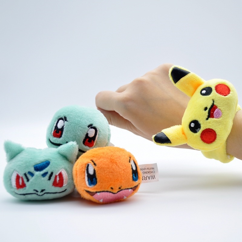 Mainan Gelang Slap Band Boneka Plush Pokemon Pikachu Genie Turtle Untuk Hadiah Ulang Tahun Anak