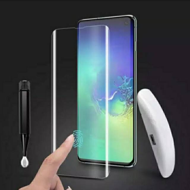 uv glass Samsung Note 8 note 9 10 S9+S9+ S10+ uv glass curver nano liguid anti gores kaca fullem