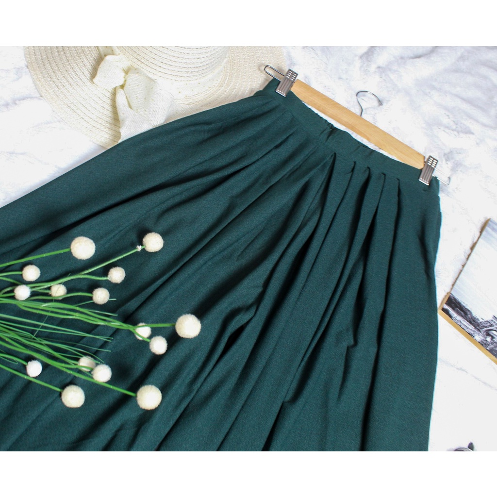 OZGE CELANA KULOT RIMPEL WANITA WARNA HIJAU BOTOL/FIT M SAMPAI XXL