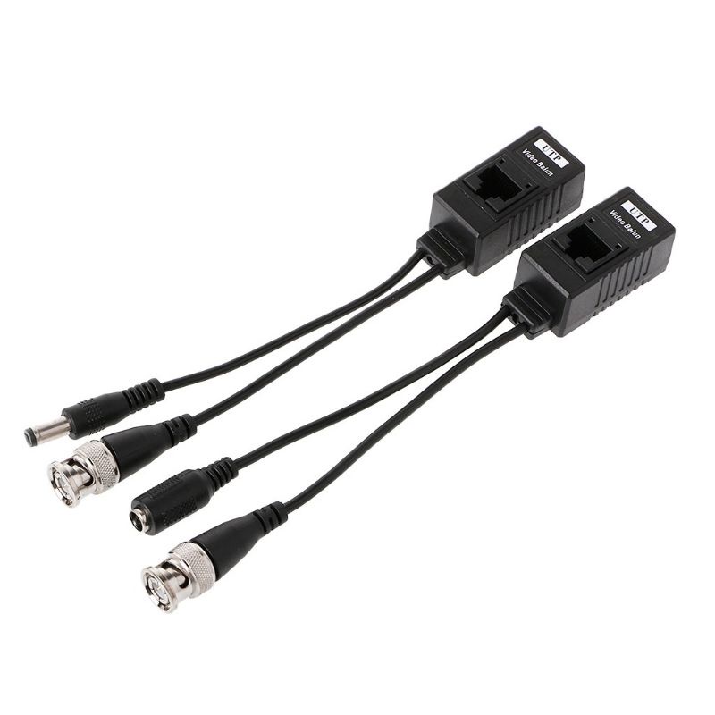 1 Pair BNC To RJ45 Passive Video Power Audio Balun Transceiver For CCTV Camera