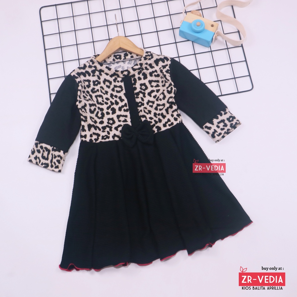 Dress Valencia 3-4 Tahun / Baju Perempuan Dres Lengan Panjang Anak Pesta Fashion Kids Motif Adem Kiosbalitaaprillia