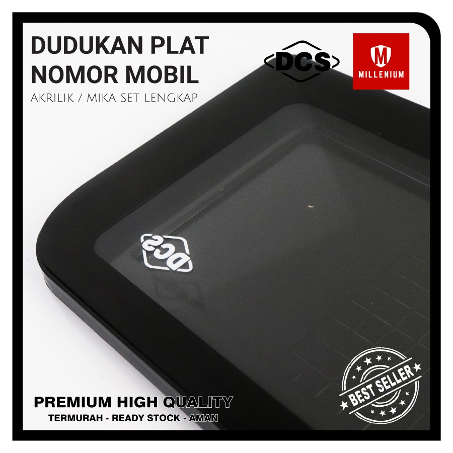 COVER / DUDUKAN / TATAKAN / TEMPAT PLAT NOMOR MOBIL AKRILIK MERK DCS ORIGINAL