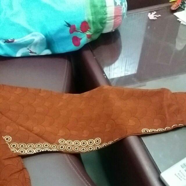 Eb Tradisional Kemeja Batik Semi Sutra Lengan Panjang Coklat Kombi