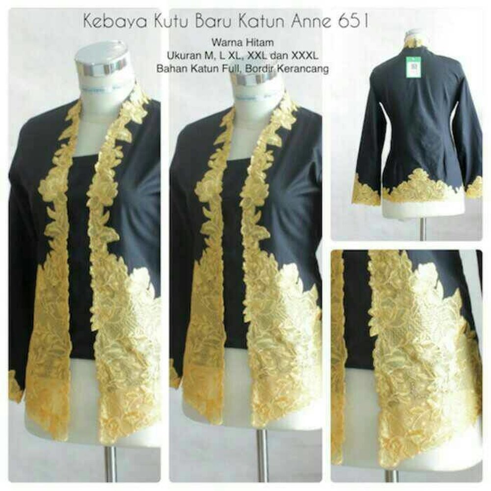 Unik Kebaya kutu Baru Bordir Halus Hitam Limited