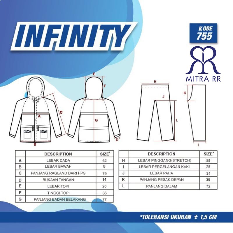 Jas Hujan Plevia Jaket Celana Infinity 755 Jas Hujan Stelan Parka Dewasa Pria Wanita New Style