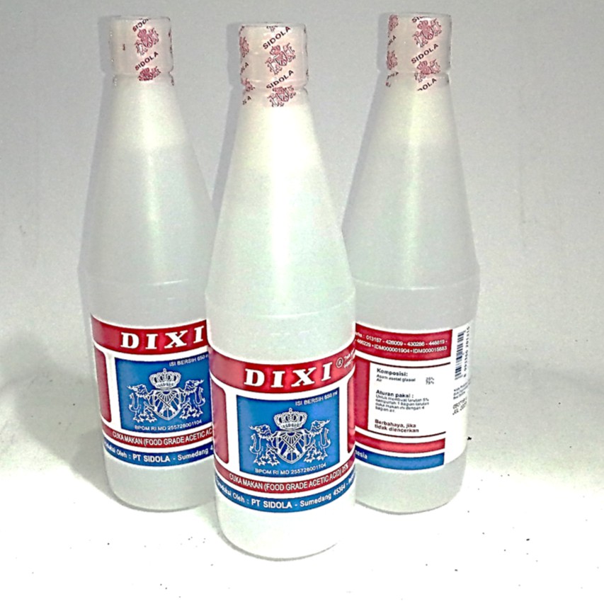 

Cuka Makan 650ml x 3 botol paket EKONOMIS brand DIXI