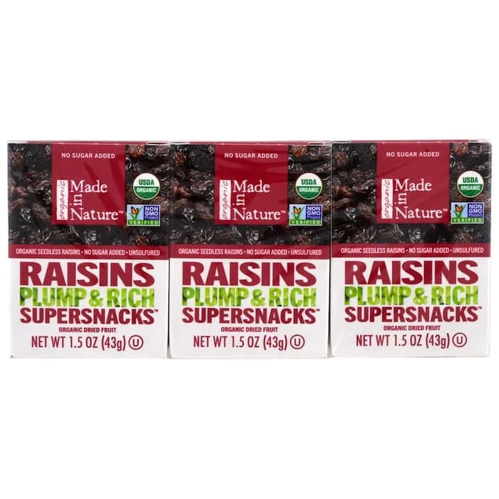 

Made in Nature Organic Dried Fruit Raisins 6 Pack 42 g / Kismis