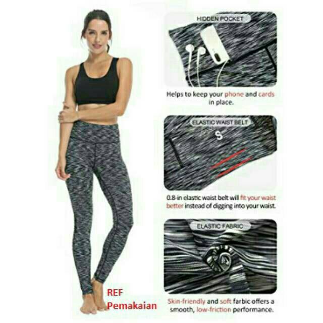 NEW    Forever21 black abstract line with side pocket detail sport legging