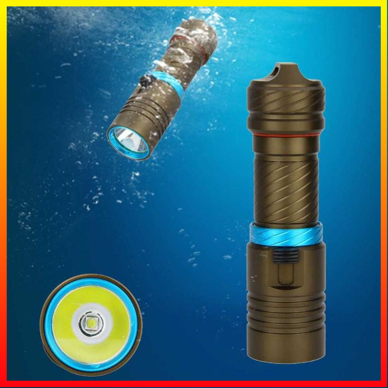 Senter LED Diving Powerfull Flashlight Waterproof L2 3800 Lumens Baterai 26650/18650 (tidak termasuk) Jernih dan Terang Tahan Air IPX8 Untuk Diving TaffLED TR298 - 7RFL2GBK