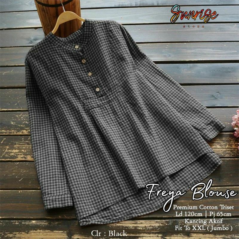 Freya blouse katun kotak kotak premium ld 120 XXL jumbo