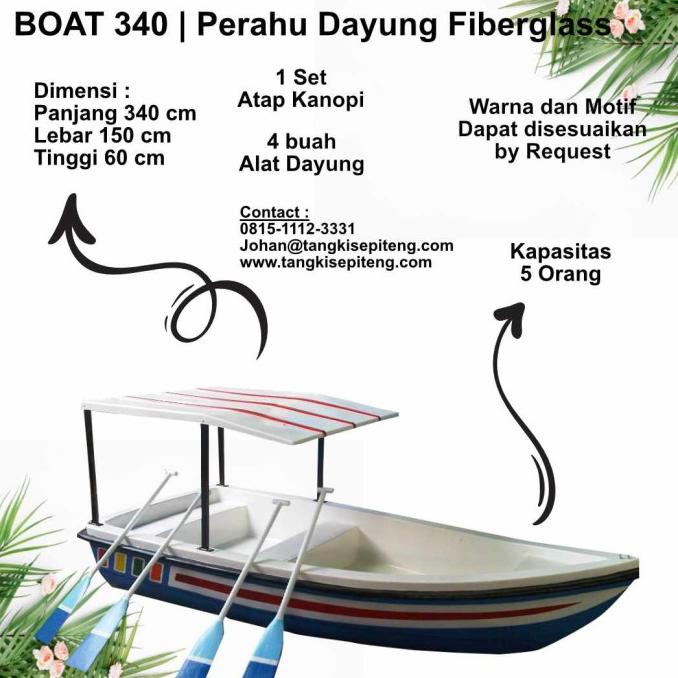 PERAHU FIBERGLASS, PERAHU RESCUE, PERAHU DAYUNG (5 Orang Penumpang)