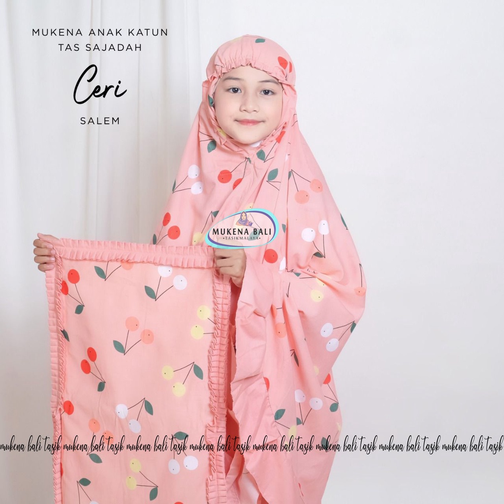 MUKENA BALI TASIK - MUKENA ANAK KATUN MOTIF CERI (TAS SAJADAH)