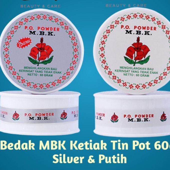 Bedak MBK Ketiak Penghilang Bau Badan (Super Tin Pot 60g) Silver &amp; Putih