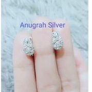 (COD)Anting jepit fashion wanita remaja/dewasa mata zircon perak asli 925/Silver lapisan emas putih murni