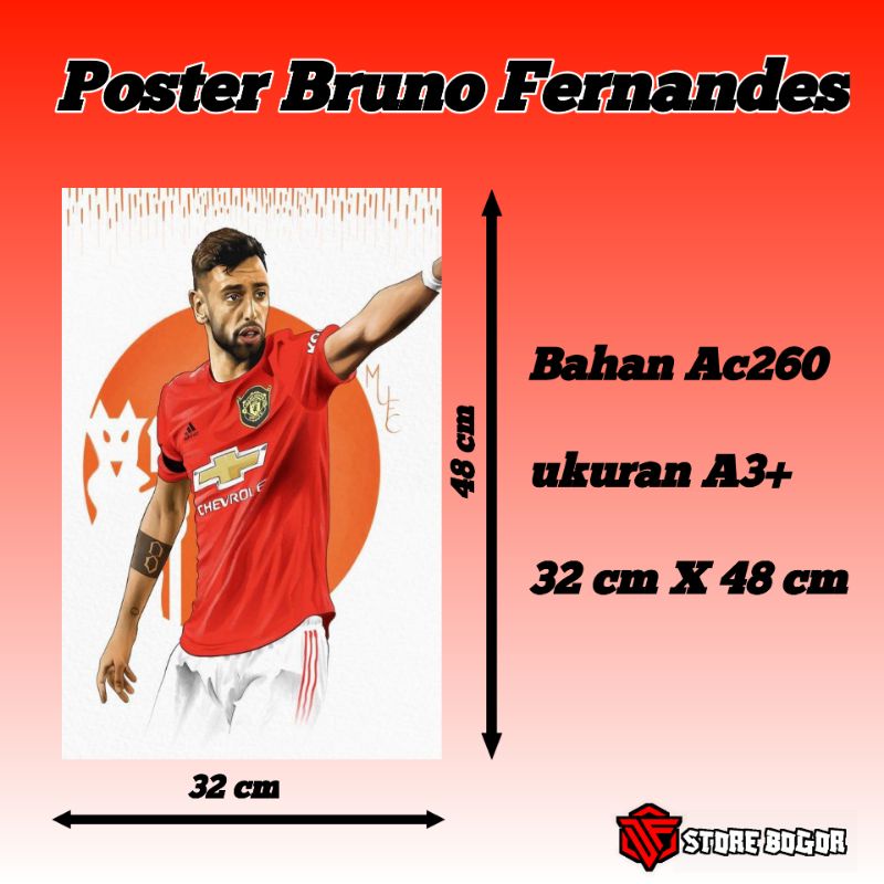Poster Bruno Fernandes Man United MU termurah