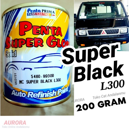 Cat Super Black L300 200 gram Penta Super Gloss Hitam Pekat Mengkilap Solid Cat Mobil Motor Sepeda G
