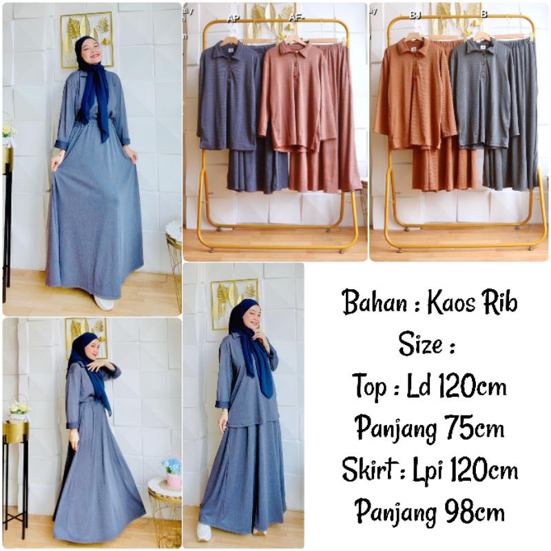 BJ One Set Kaos Rib Waffle Uniqlo Jumbo Wanita Ld 120 Rally Set Skirt