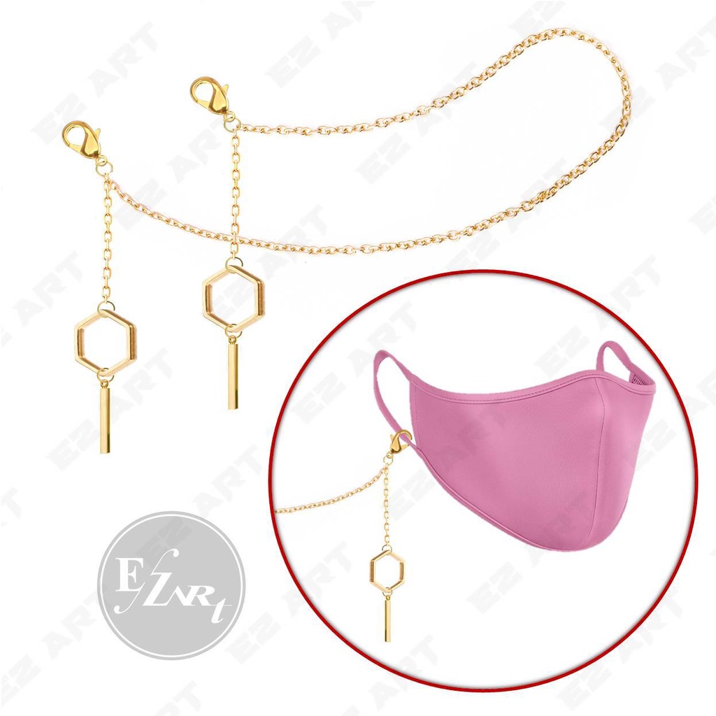 MODEL GEOMETRY KALUNG MASKER WANITA RANTAI EMAS HEXAGON STICK SIMPLE ELEGAN