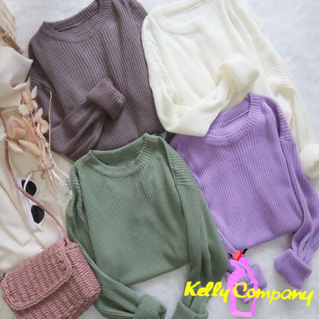 KC  CLARISSA TOP KNIT / BAHAN ASLI RIB RAJUT / ATASAN WANITA RAJUT