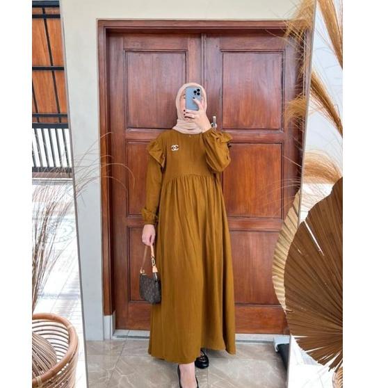 ((REKOMENDASI)) Amily Dress Gamis Crinkle Premium/Amily Dress Rayon Crincle