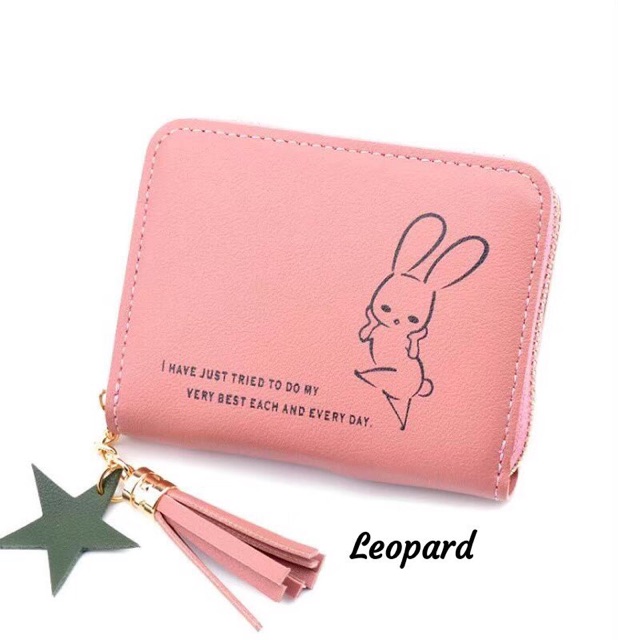 Dompet Mini Lipat Resleting Rumbai RABBITDANCECHEARLEADDER de star